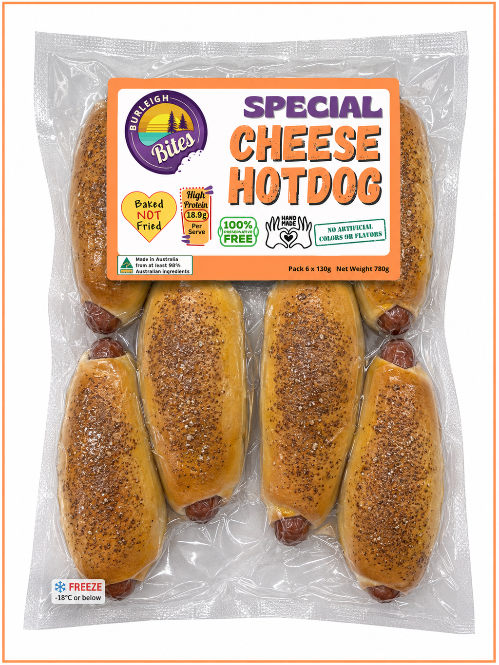 Cheese Hot Dog - Frozen 6 Pack