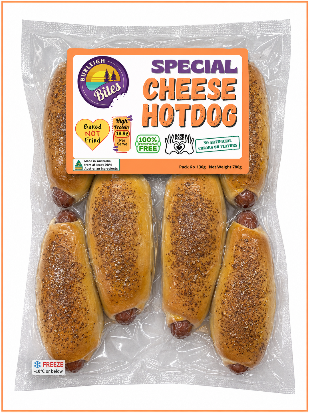 Cheese Hot Dog - Frozen 6 Pack